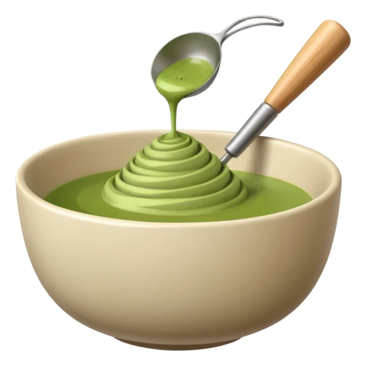 hand holding a matcha whisk over a bowl sticker