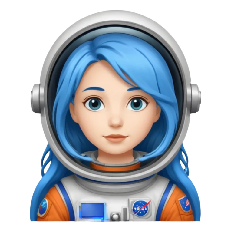 Female astronaut with long blue hair sticker