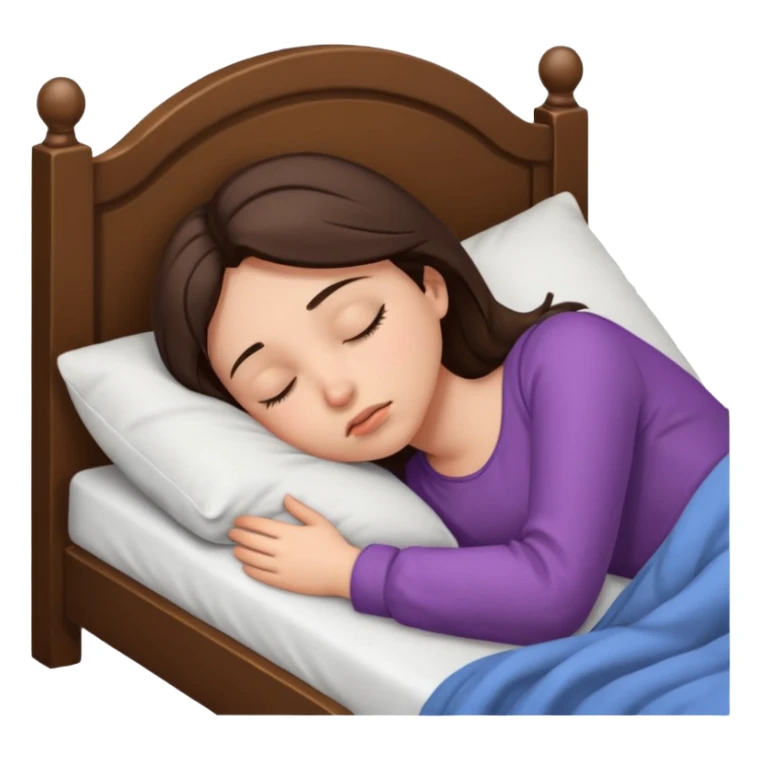 generate a girl brunette sleeping in bed. she looks sad sticker