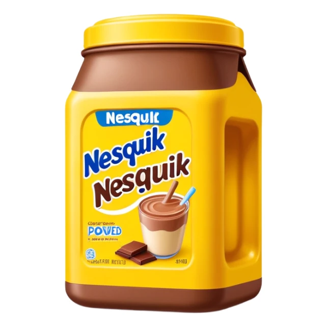 Nesquik chocolate milk powder in its iconic yellow container sticker
