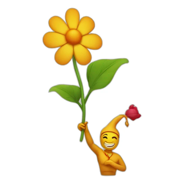 genie with a unnamed flower in his hand on the flower graph arrow sticker
