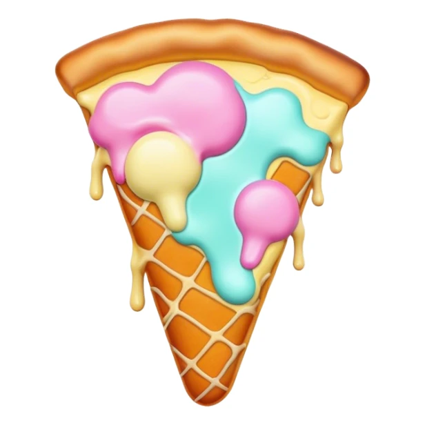 Melted neon pastel ice cream pizza slice sticker