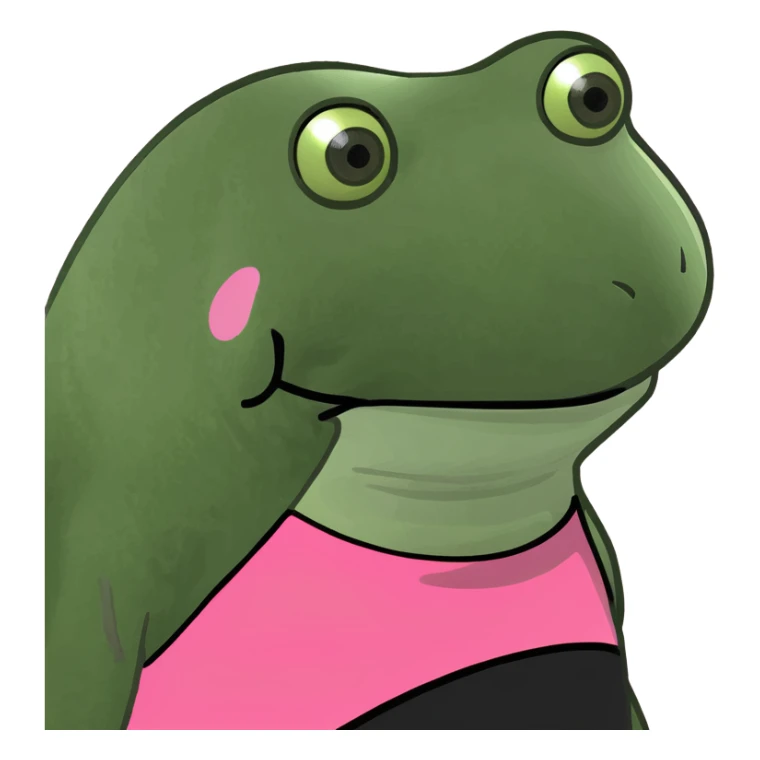 BLACKPINK-inspired object, black and pink colors, playful frog meme look sticker