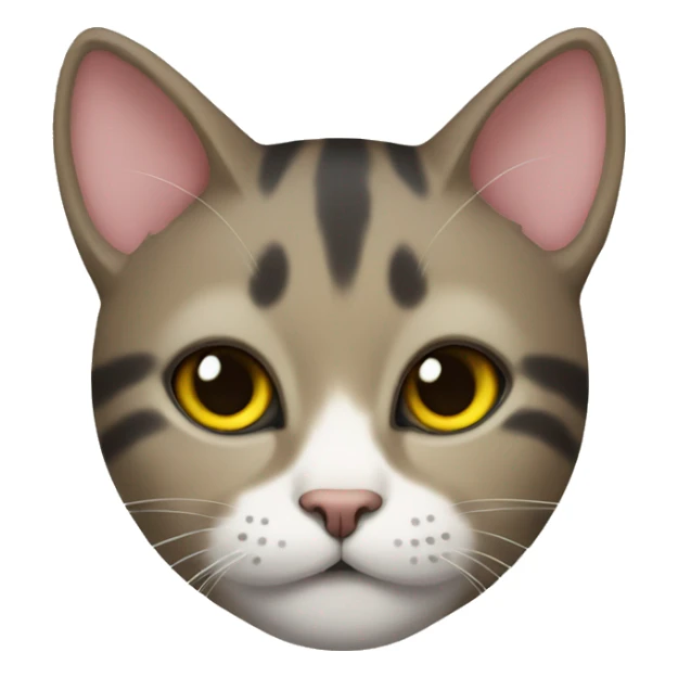 Cat with a cute bow and a yellow nose with black whiskers sticker