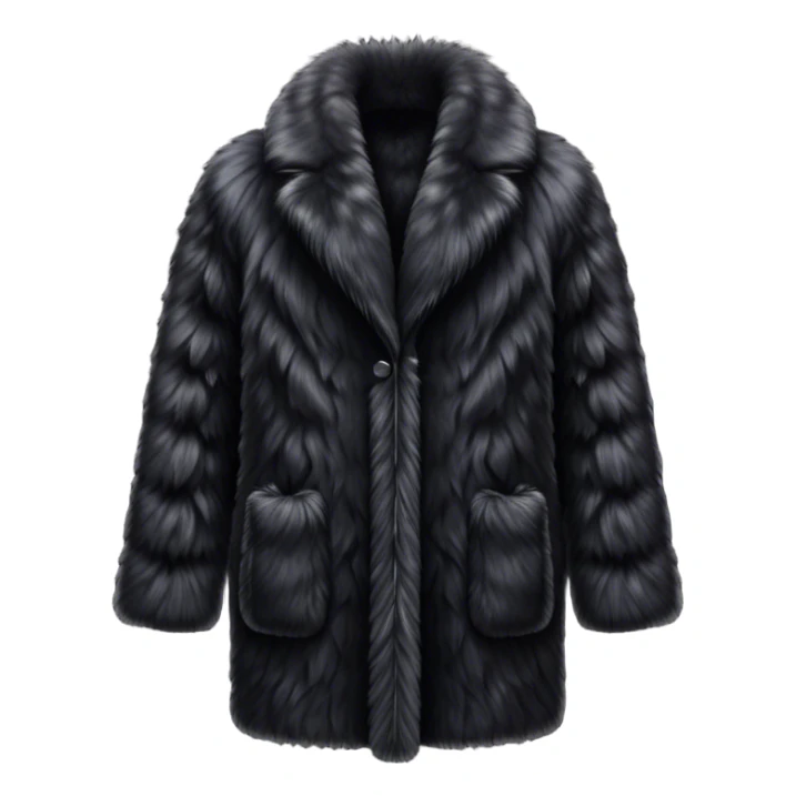 Fluffy black luxurious fur coat, realistic  sticker