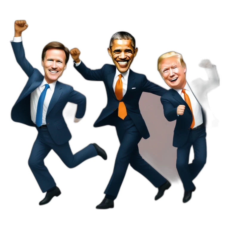 obama and trump and mark rutte and putin dancing sticker