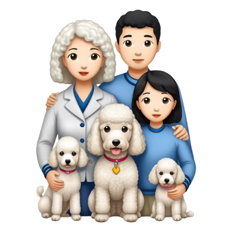 Asian Four Family and a white standard poodle sticker