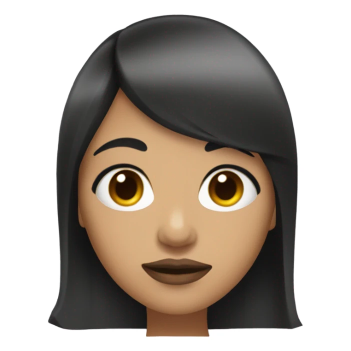 Woman with black hair and bangs with a round face and thick lips sticker