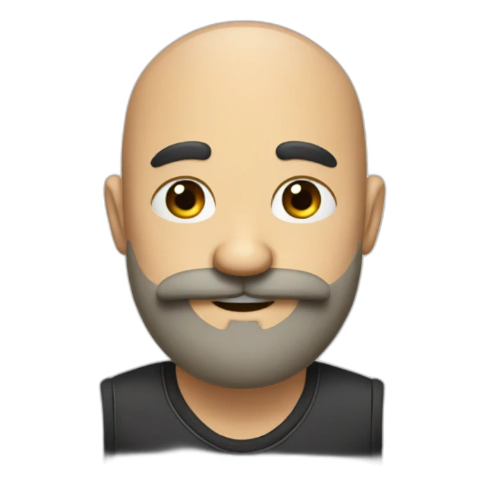 a bald man with moustache and long black beard thumbing up sticker