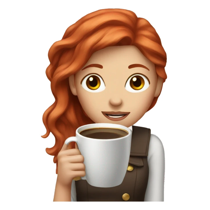 Red hair girl with coffee sticker