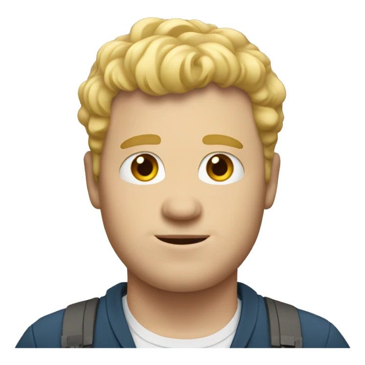 Tall white guy with short blonde hair and wavy. He's a bit fat. sticker