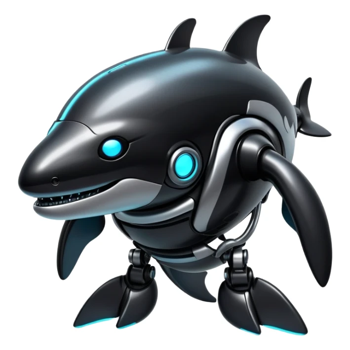 tubby black cyberpunk orca robot sticker