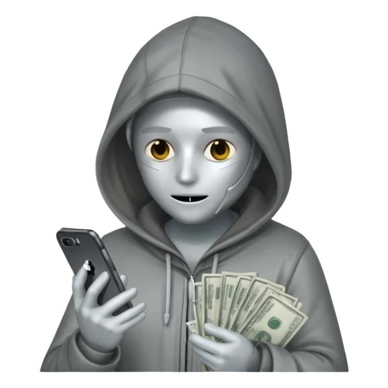 hooded-on-their-phone-making-money silver skin sticker