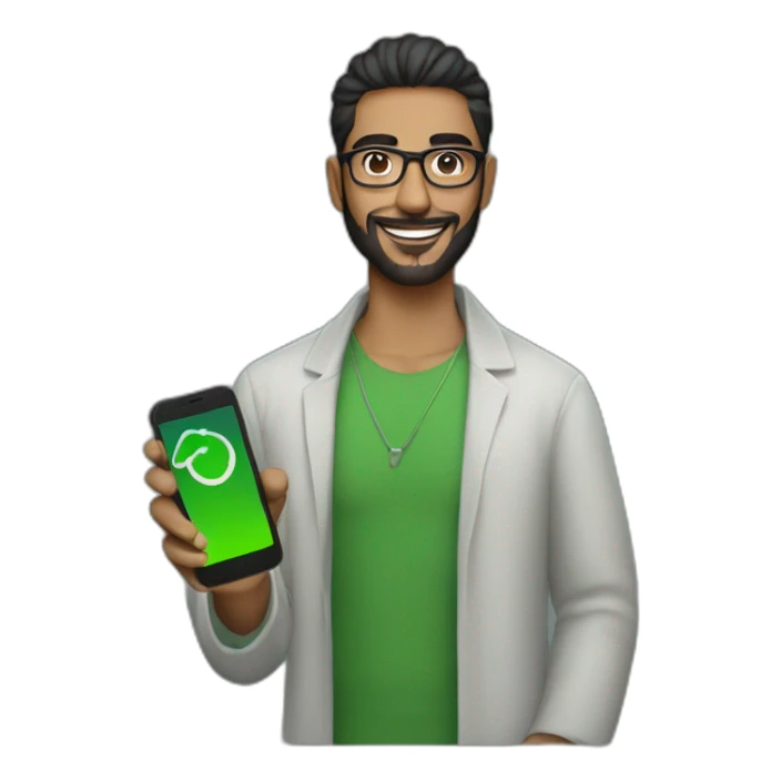 Arab gay man with glasses holding a green iphone 13 sticker
