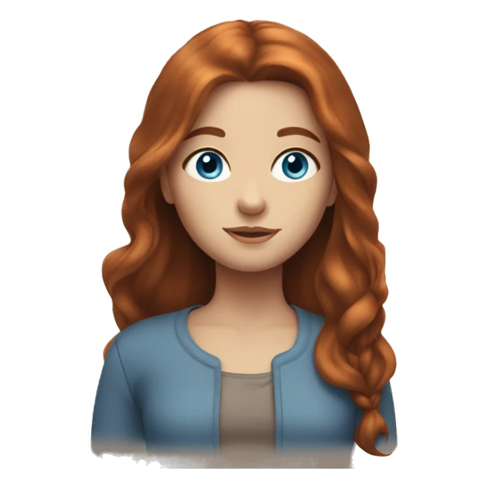 Girl with long auburn hair, blue eyes  sticker