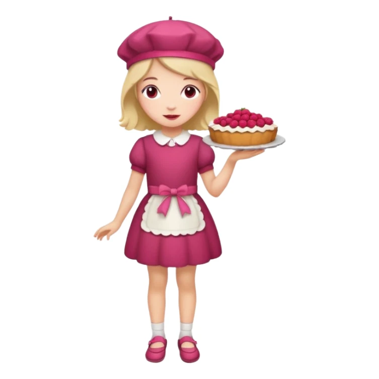 Raspberry torte human full body and legs girl with a raspberry barrette on her head sticker