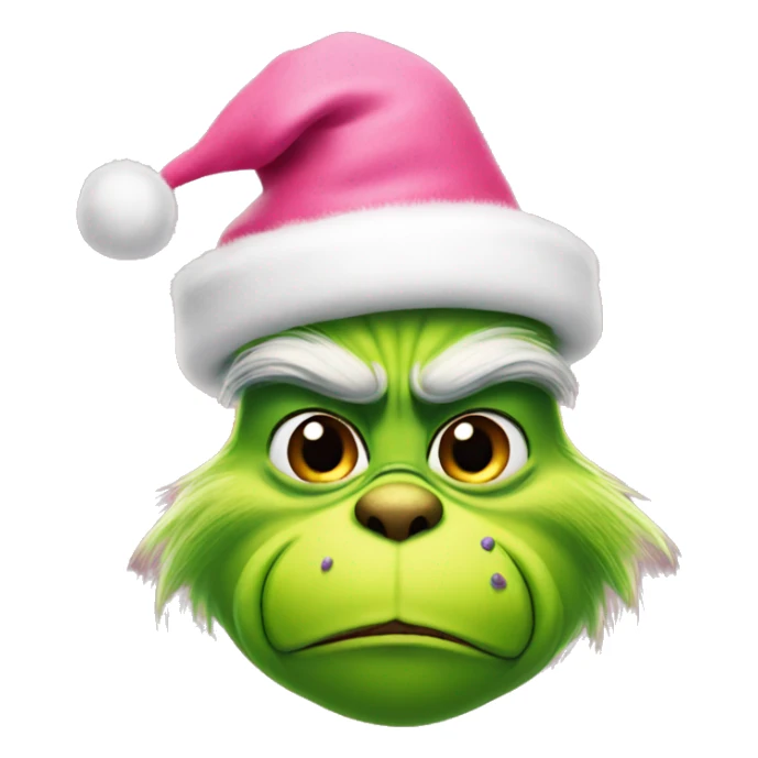 Grinch wearing pink Christmas hat sticker