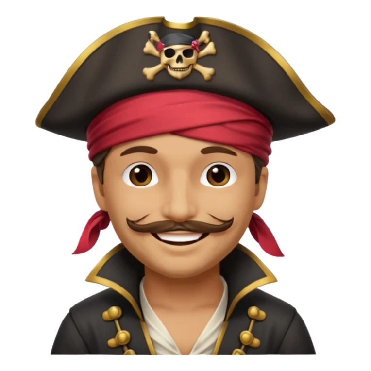 smiling pirate captain blindfolded wearing pirate hat sticker