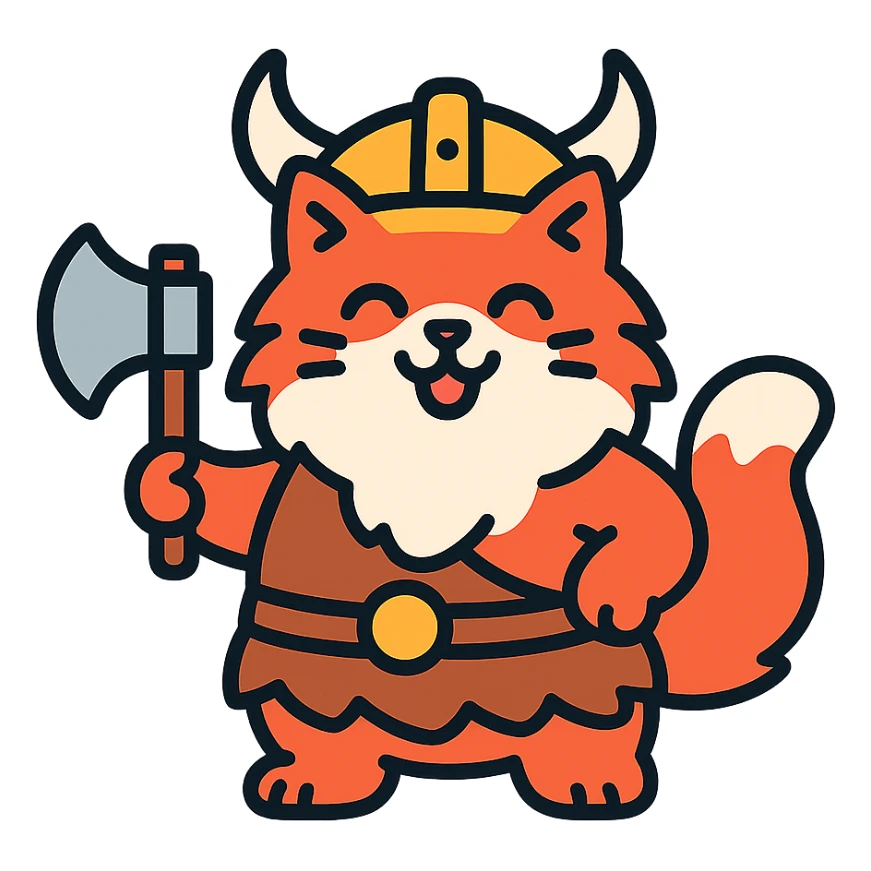 A happy, moderately plump barbarian cat that is red and white, fluffy sticker