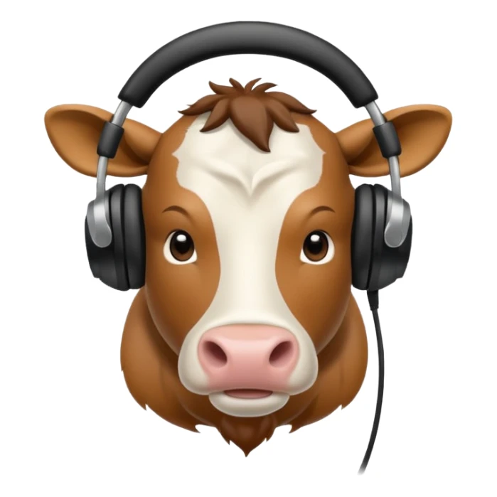 buff cow wearing black headphones sticker