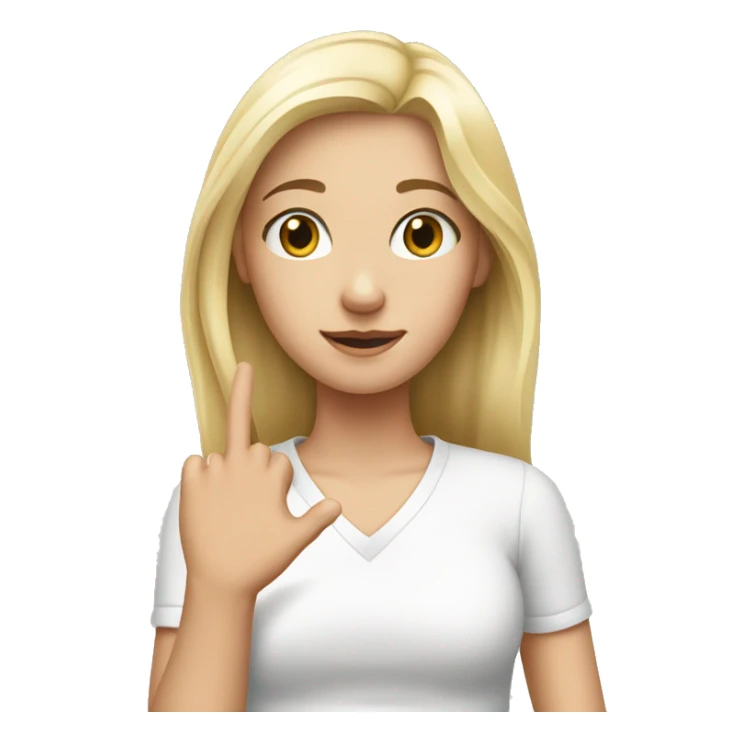 a white blonde girl putting her hand on her chest sticker