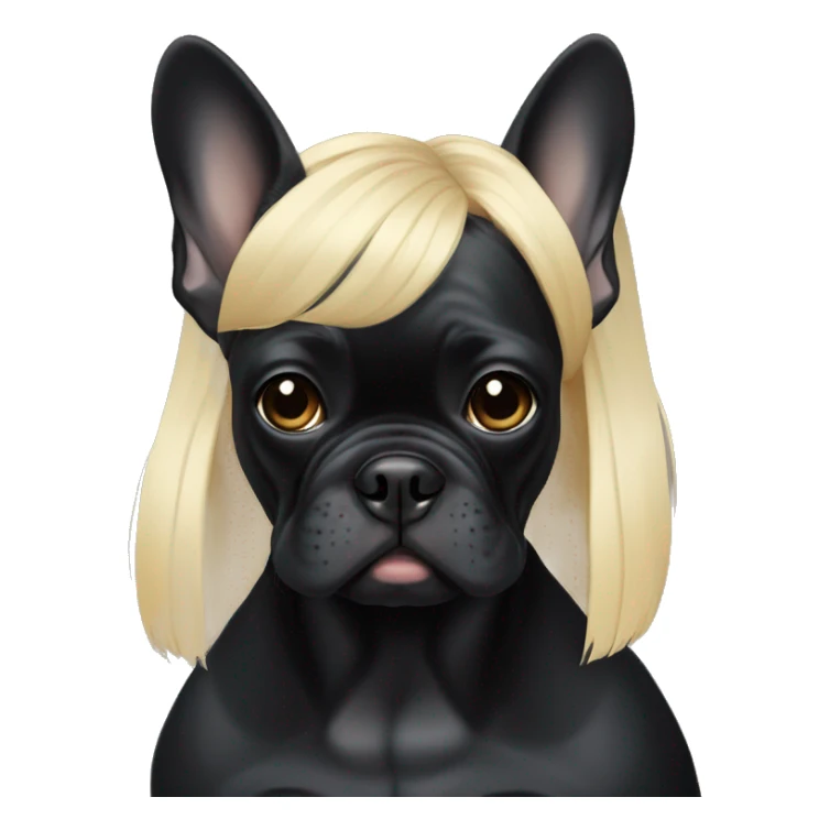 black french bulldog with a blond girl sticker
