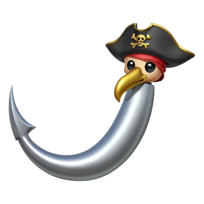 Pirate Hook, clean vector emoji, with rich details, no face on objects, white background sticker