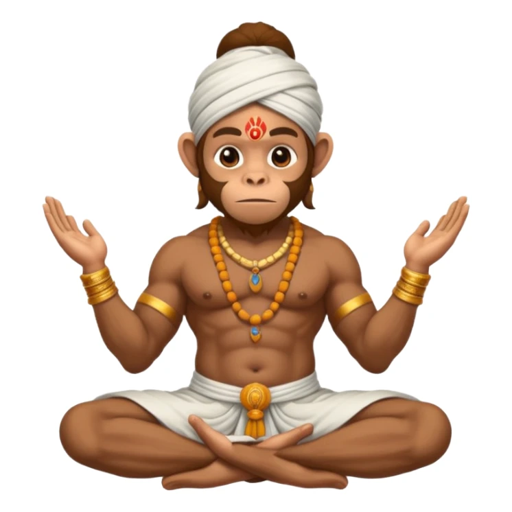 Hanuman ji monkey face hunk build body having mukut and dhoti and should be seated in pease to pray Ramji sticker