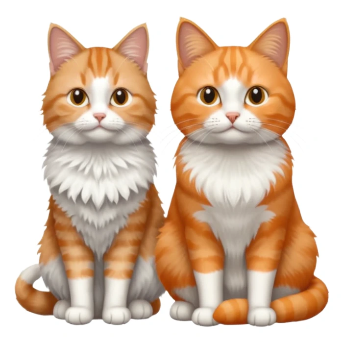 a realistic looking very fluffy grey and white cat sitting next to another cat sticker