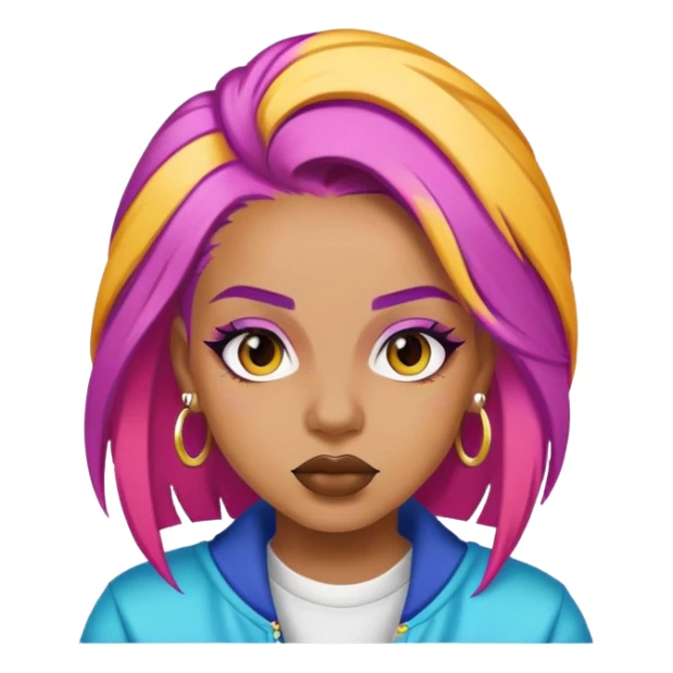 female rapper with colorful hair sticker