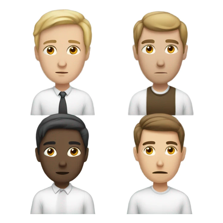 6 Caucasian people sitting around a table looking unhappy sticker