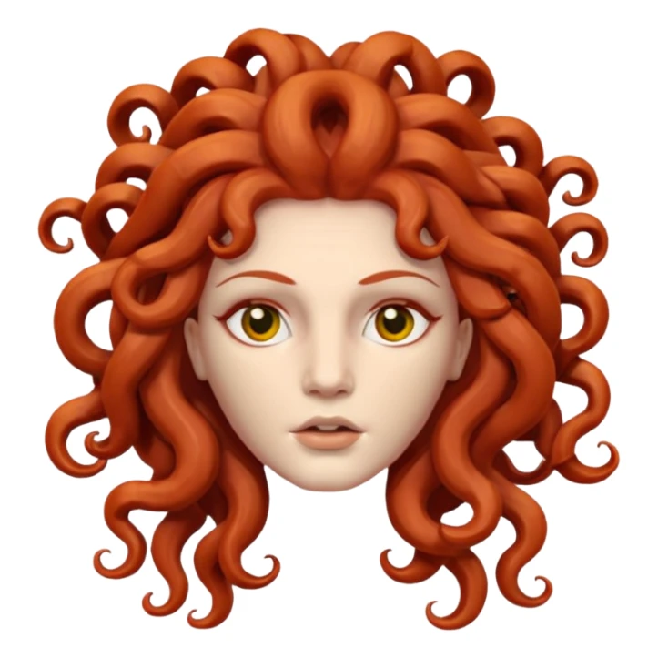 statue head medusa red hair clay sticker