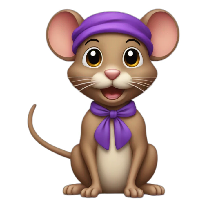 brown jerry mouse cartoon with purple bow hairband sticker