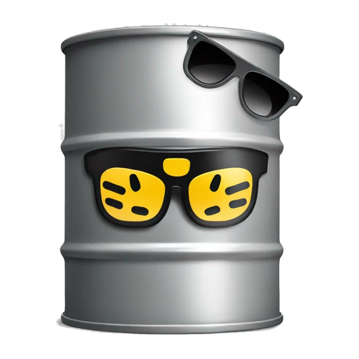 oil drum with hazardous waste and sunglasses leaking oil sticker