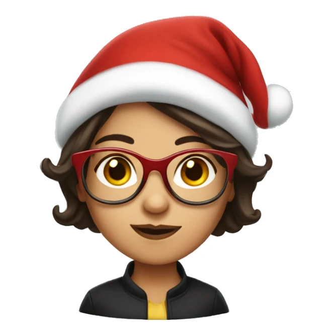 Brunette Girl with glasses dressed like Kris Kringle sticker