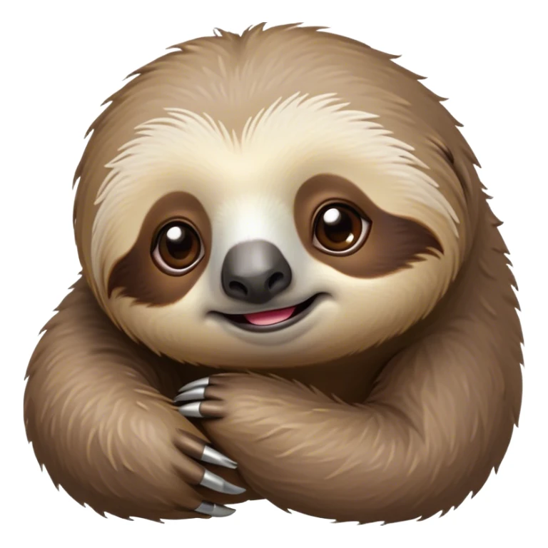 Cinematic Cute Sloth Portrait Emoji, Head tilted playfully and inquisitively, with a delightfully relaxed expression accented by a soft, fuzzy Fur and round, sparkling eyes filled with charm, Simplified yet irresistibly adorable features, highly detailed, glowing with a warm, gentle glow, high shine, affectionate and laid-back, stylized with a touch of whimsical laziness, bright and endearing, soft glowing outline, capturing the essence of a mischievous yet loving sloth that seems as if it could slowly dangle out of the screen into your arms! sticker