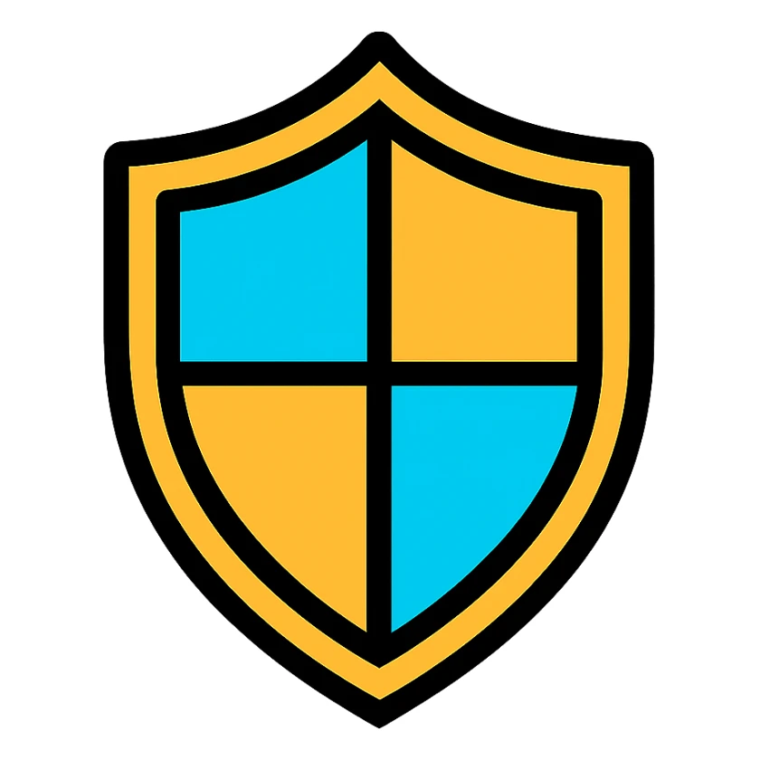 shield icon, simple and bold, color outline style with black outlines sticker