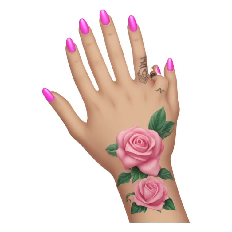White girl arm with pink nails and tattoos sticker