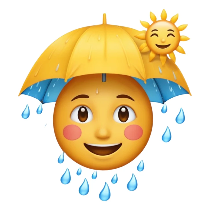 emoji representing a mood shift, face with changing weather from rain to sun sticker