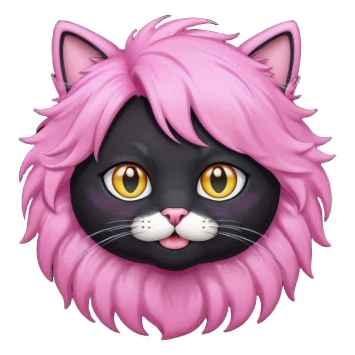Black cat wearing a male pink hair wig sticker