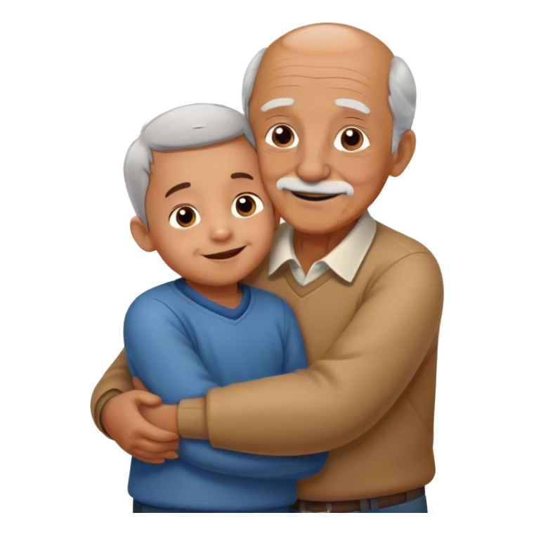 small kid hugging grandpa, happy and loving sticker
