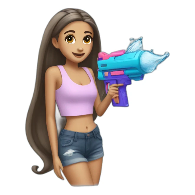 Ariana grande with a water gun sticker