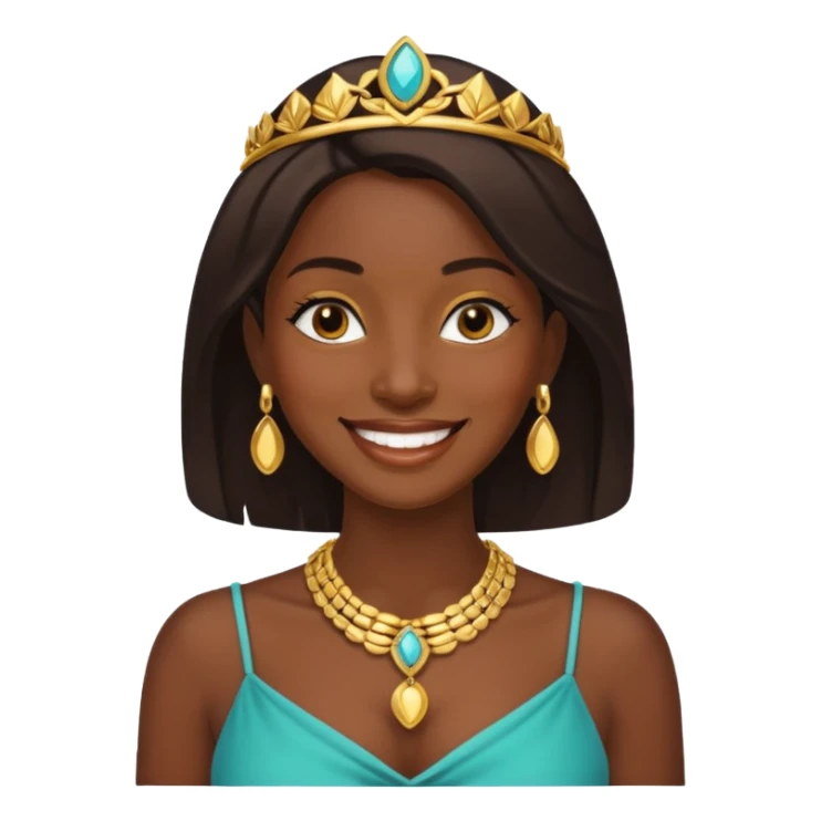 A Dark skinned beauty with gold jewelry smiling sticker