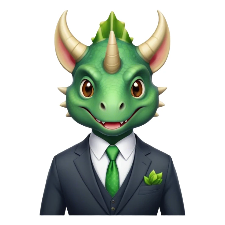faces of different office green triceratops in a suit sticker