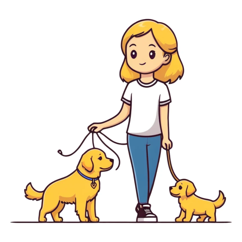 blonde girl with golden retriever dog sticker