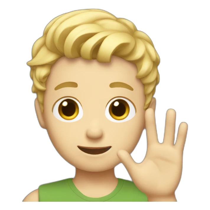 Blonde boy with medium short hair waving hi to the camera sticker
