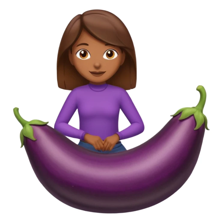 brown skinned girl with brown hair riding an eggplant  sticker