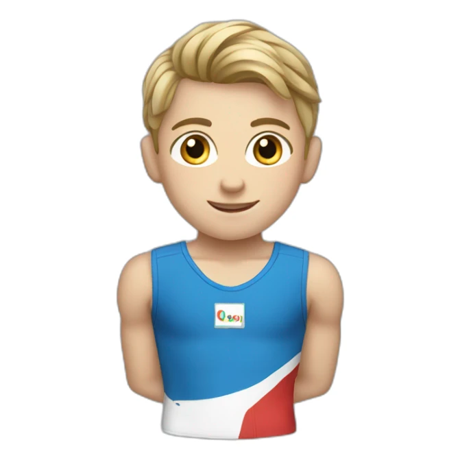 sporty european boy in gymnast uniform sticker