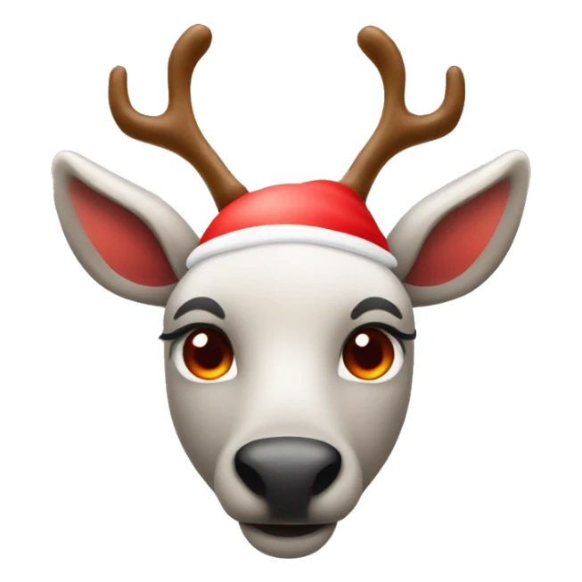 A reindeer with a red glowing nose sticker
