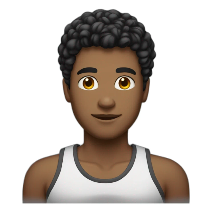 Jovem de corpo endomorfo com cabelo curto preto sticker